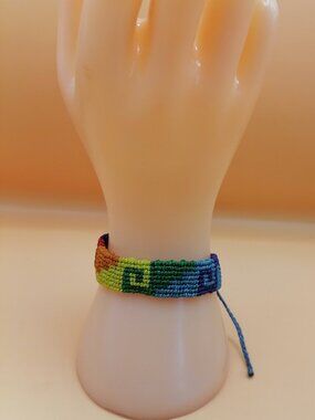 Gay Pride Flag Bracelet Love Friendship Handwoven Lesbian LGBT Rainbow